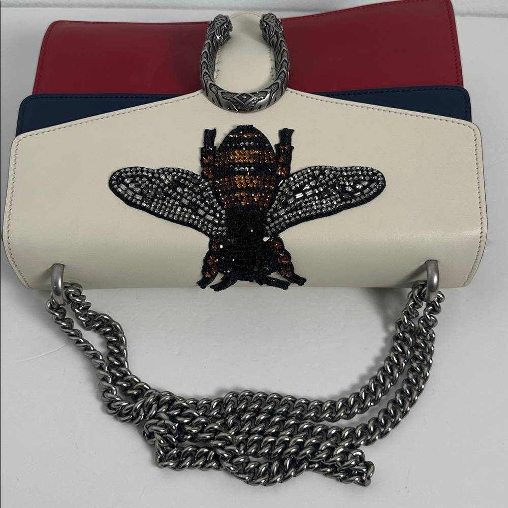 💯Authentic Gucci Dionysus Bee Embellished Leather Chain Shoulder Bag🍀 - Picture 11 of 17